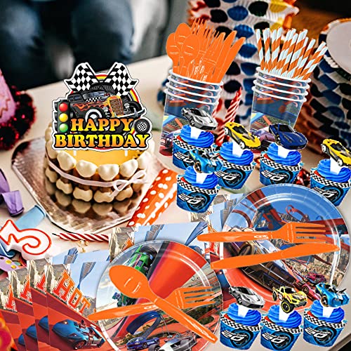 159Pcs Car Birthday Party Supplies Birthday Party Decoration For Kids- Serves 10 Guests Party Supplies Including Tablecloth, Plates, Cups, Birthday Backdrop #TOP6