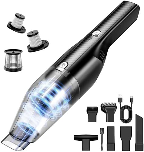 Aspiradora de mano inalámbrica - Aspiradora portátil inalámbrica con potente succión de 11000 Pa, 1.2 libras ligera, carga tipo C, múltiples