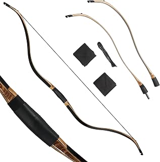 52" Recurve Bow Archery Target Traditional Bow Takedown Bow Longbow Hunting Bow Wood Left Hand Right Hand for Adult