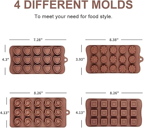 image for La chat 4 Packs Silicone Molds for Chocolate, Food Grade no-stick Baki