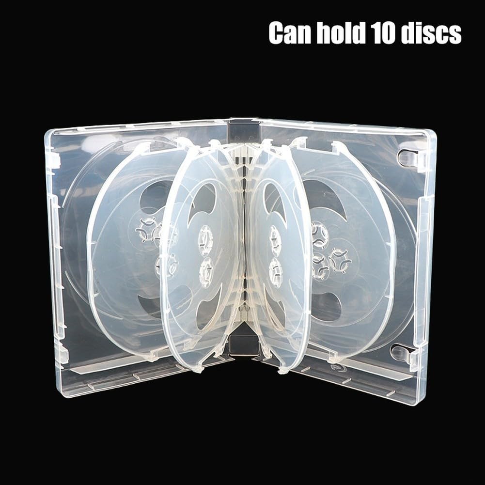 Scatola portaoggetti in plastica per 10 dischi, organizer compatto per DVD, custodia protettiva per casa, ufficio, viaggi, bianco o blu (bianco)