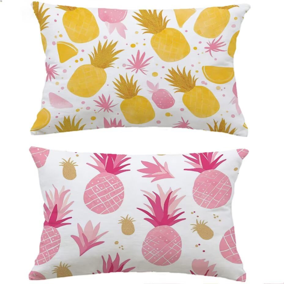 Housse de coussin extérieur 70x90 aspect lin jaune de qualité