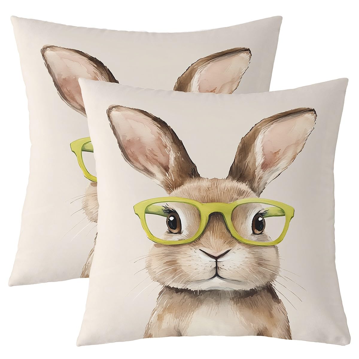 Housse de coussin lapin 60x60 cm Loussiesd pour décoration de Pâques