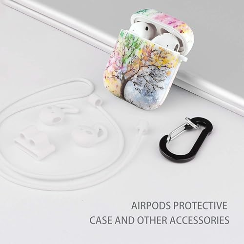 Vista 41 de Cutebricase Funda para Airpods, Paris Tower Airpod Funda protectora rígida para Apple AirPods 2 y 1 con llavero compatible con carga inalámbrica