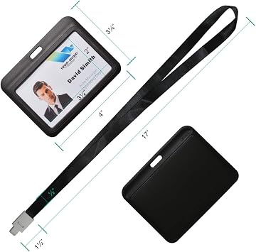 2 Sets Horizontal ID Badge Card Holder Employee School Student Name Card Holder