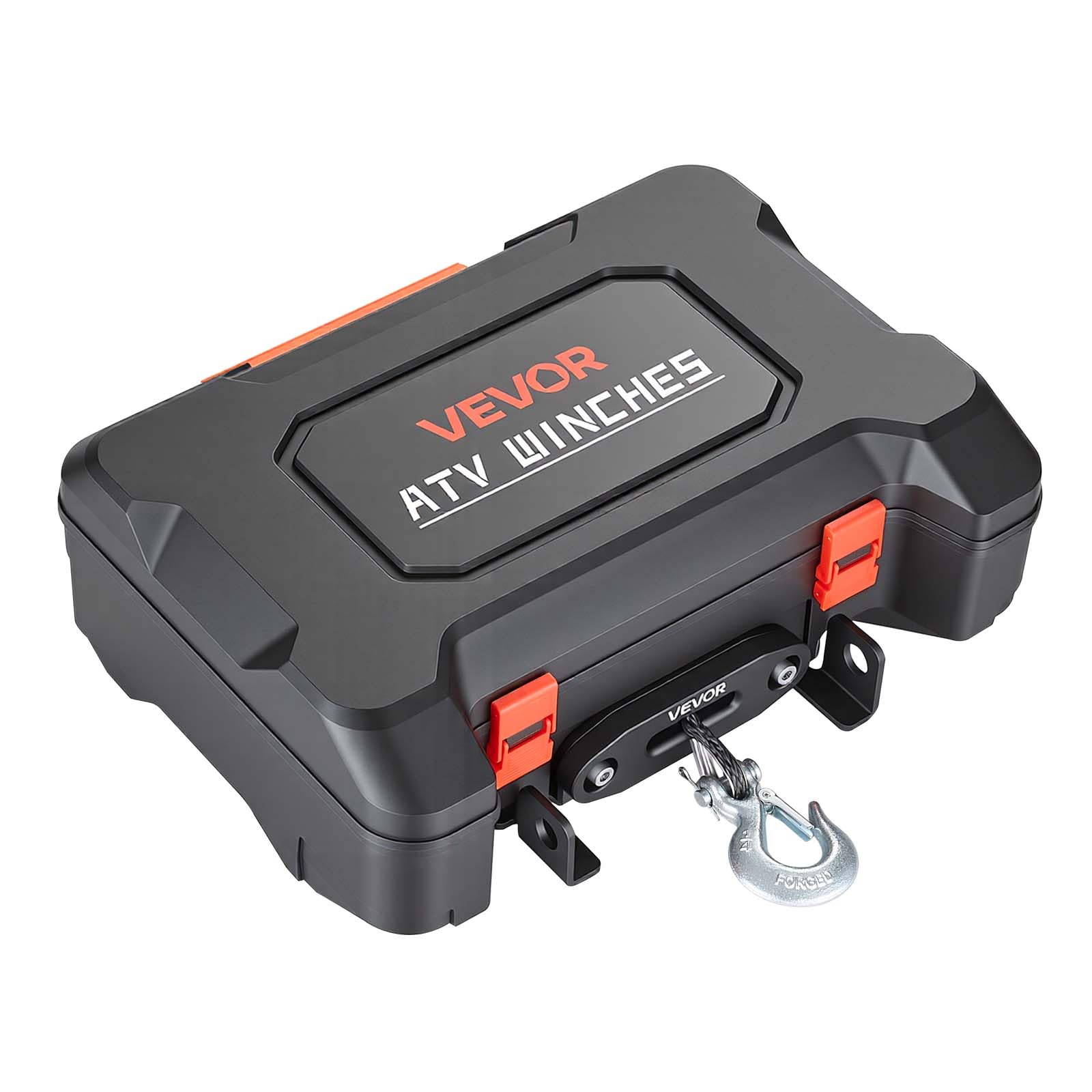 VEVOR Elektrische Seilwinde 12V, Mobile Seilwinde mit 2041kg Tragkraft & Fernbedienung, Tragbare Motorwinde mit Synthetikseil Seilführung Schäkelhaken Gurt Tragkiste, Elektrowinde für ATV UTV Offroad