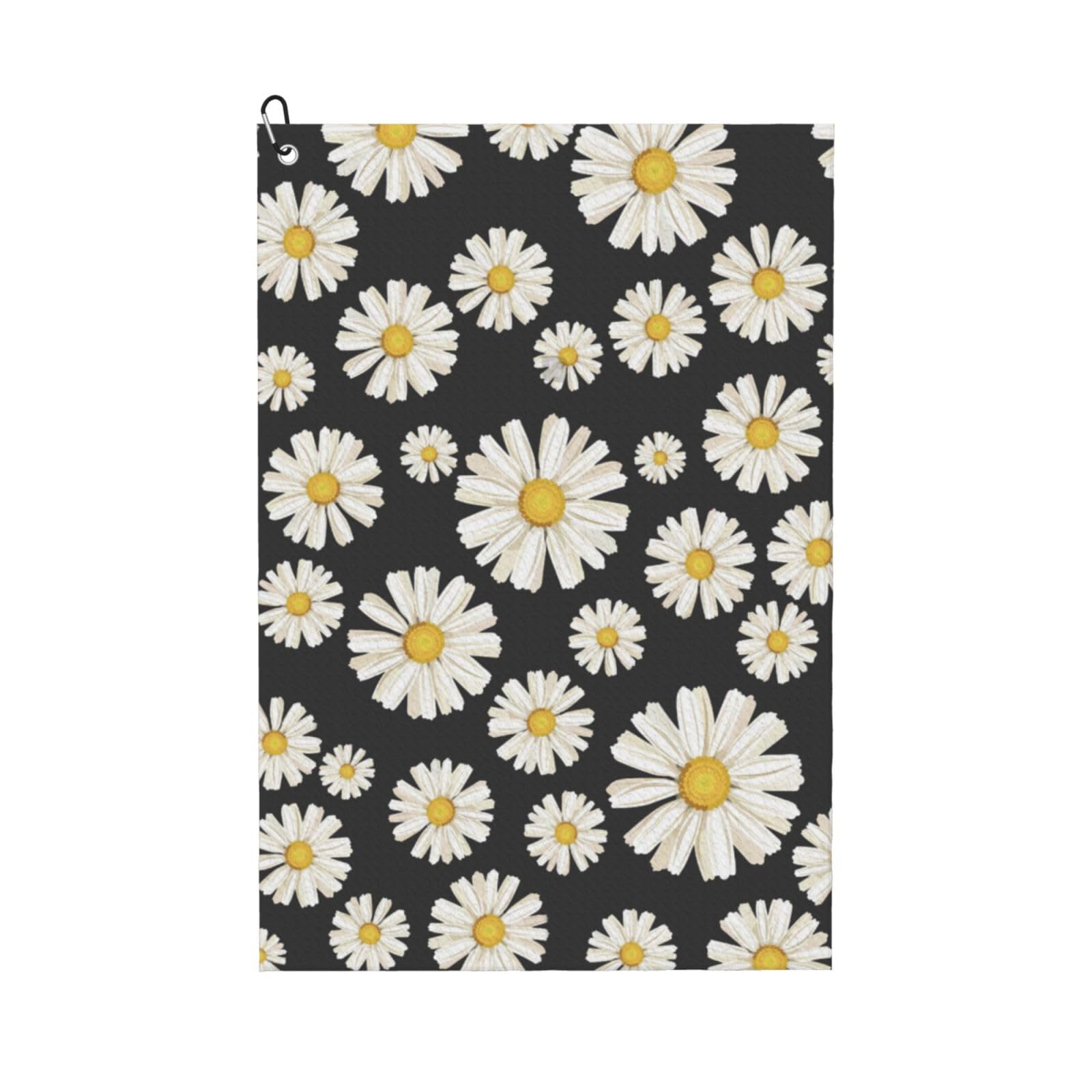 Hnnkloy Beautiful White Daisies, 16x24 in Portable Waffle Golf Towels with Carabiner Clip for Golf Bag