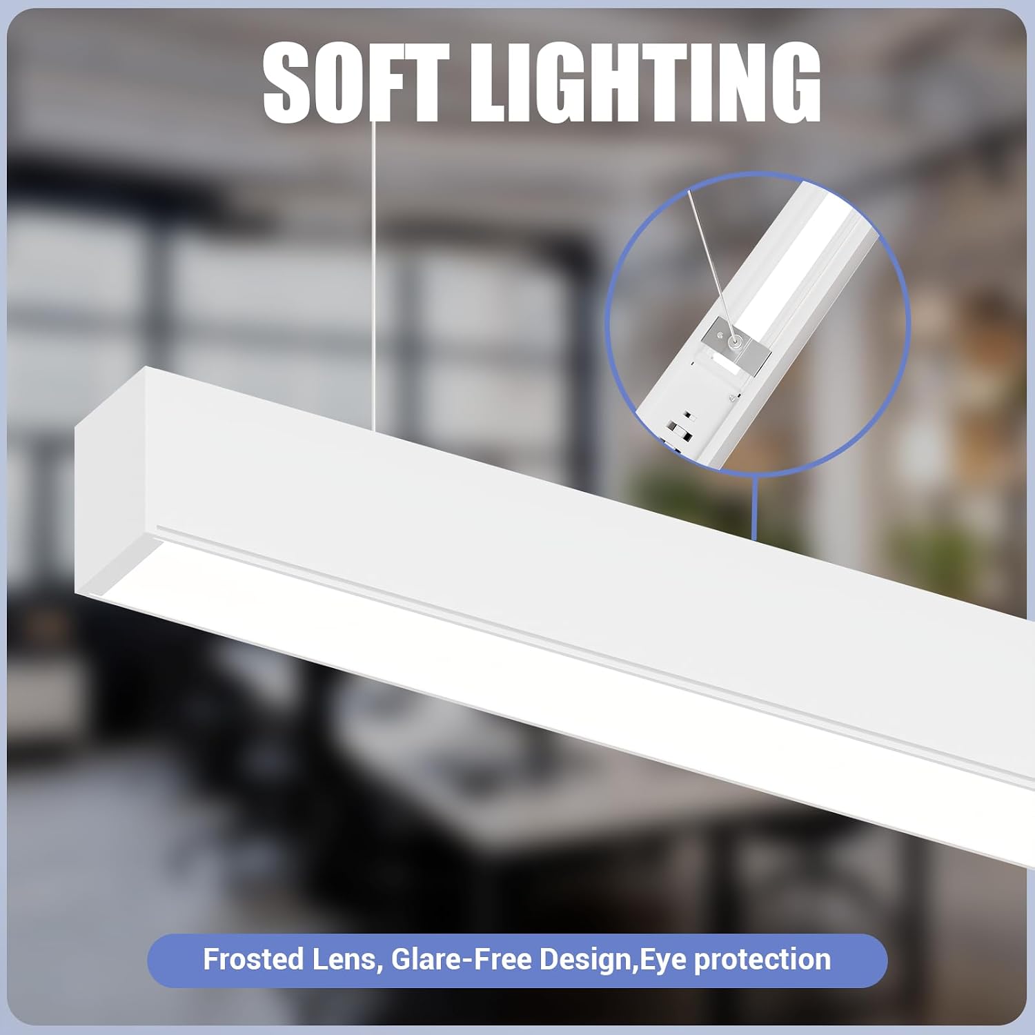 Whtie 1 Pack 4FT LED Linear Lights 50/45/40/35/30W Up and Down Light, 3000K/4000K/5000K 4 Feet Commercial Linkable Shop Lighting for Office Garage Shop Dining Room bar,0-10V Dimmable
