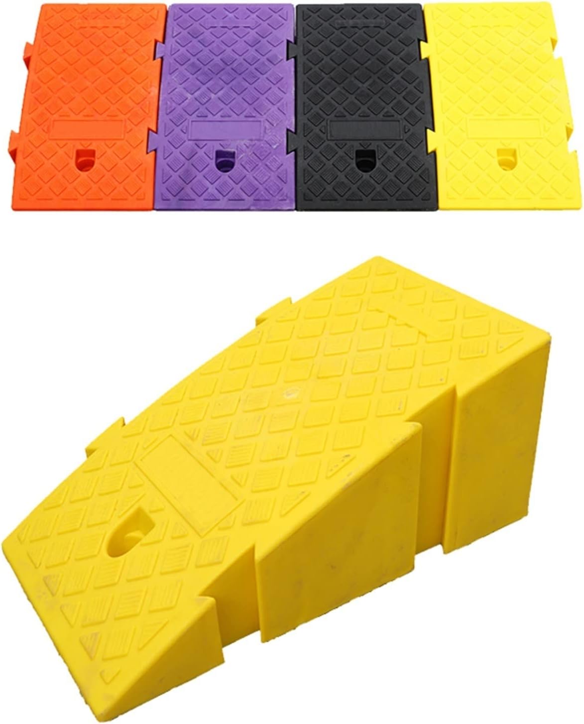 Lightweight PVC Threshold Ramp,Plastic Curb Ramps,for Low Cars,Motorcycle Ramp,Curb Ramps,Pets & Wheelchair Threshold Ramp (Color : Yellow, Battery *1 : 25 * 45 * 19cm)