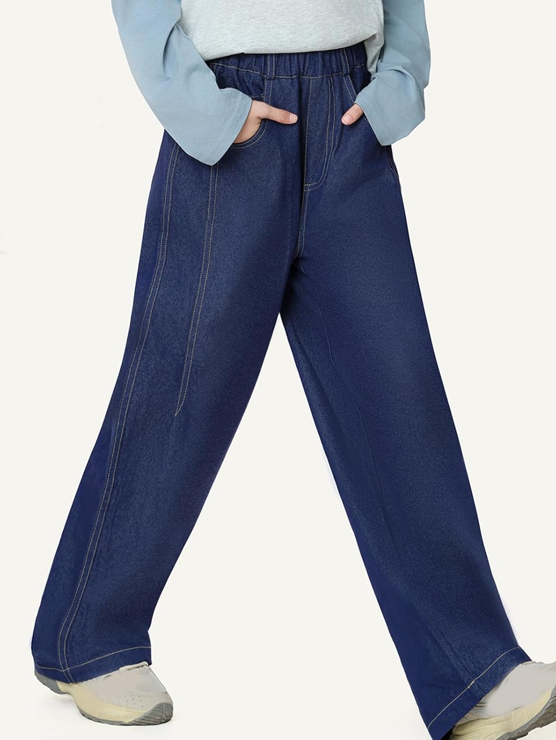 [FDGFJ] デニムパンツ キッズ ジーンズ ジーパン ジュニア 女の子 ガールズ ズボン 長ズボン ゆったり ロングパンツ デニ