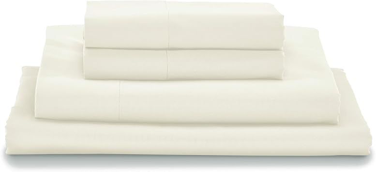 MyPillow Giza Dreams Bed Sheets, 100% Certified Giza Egyptian Cotton, Deep Pocket, Sateen Weave [Twin, Ivory]