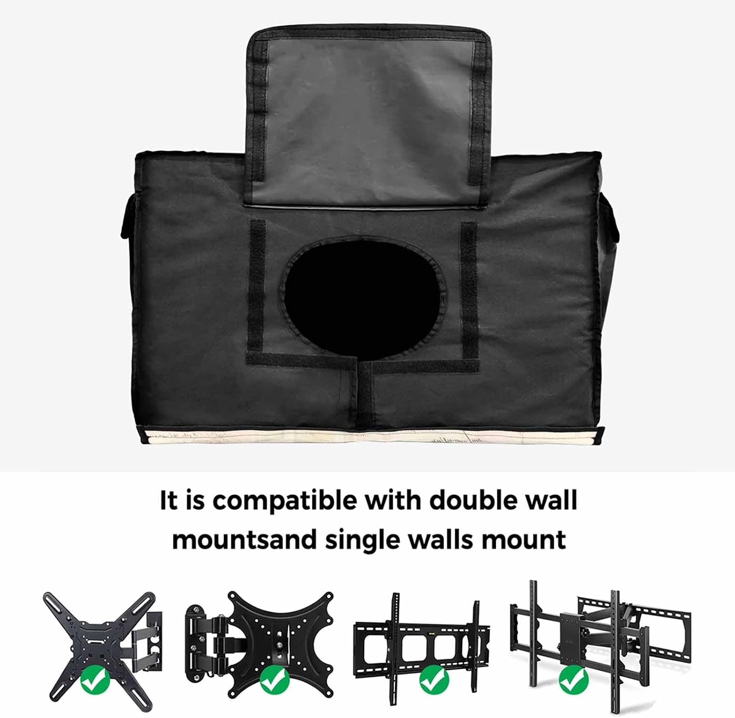 Thanksgiving Outdoor TV Cover Fall Pumpkin Flower Autumn Linen Texture Waterproof and Weatherproof 52"-55" LCD Movable Shield TV Display Screen Protector Outside Television Covers 52"Wx30"H