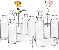 Peohud 12 Pack Clear Glass Bud Vases - Small Flower Vases for Weddings, Home Decor, Parties & Events (6.3" Tall)