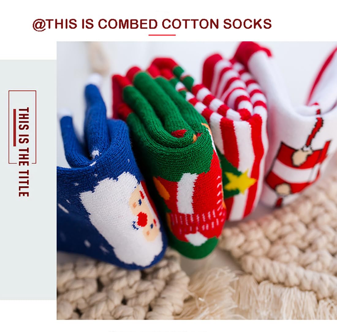 MOVEIF Christmas Socks Cotton Socks Christmas Gift for Baby Boys and Baby Girls Toddler Children Socks 6-12 Pairs (0-1 Years,A-6Pairs)