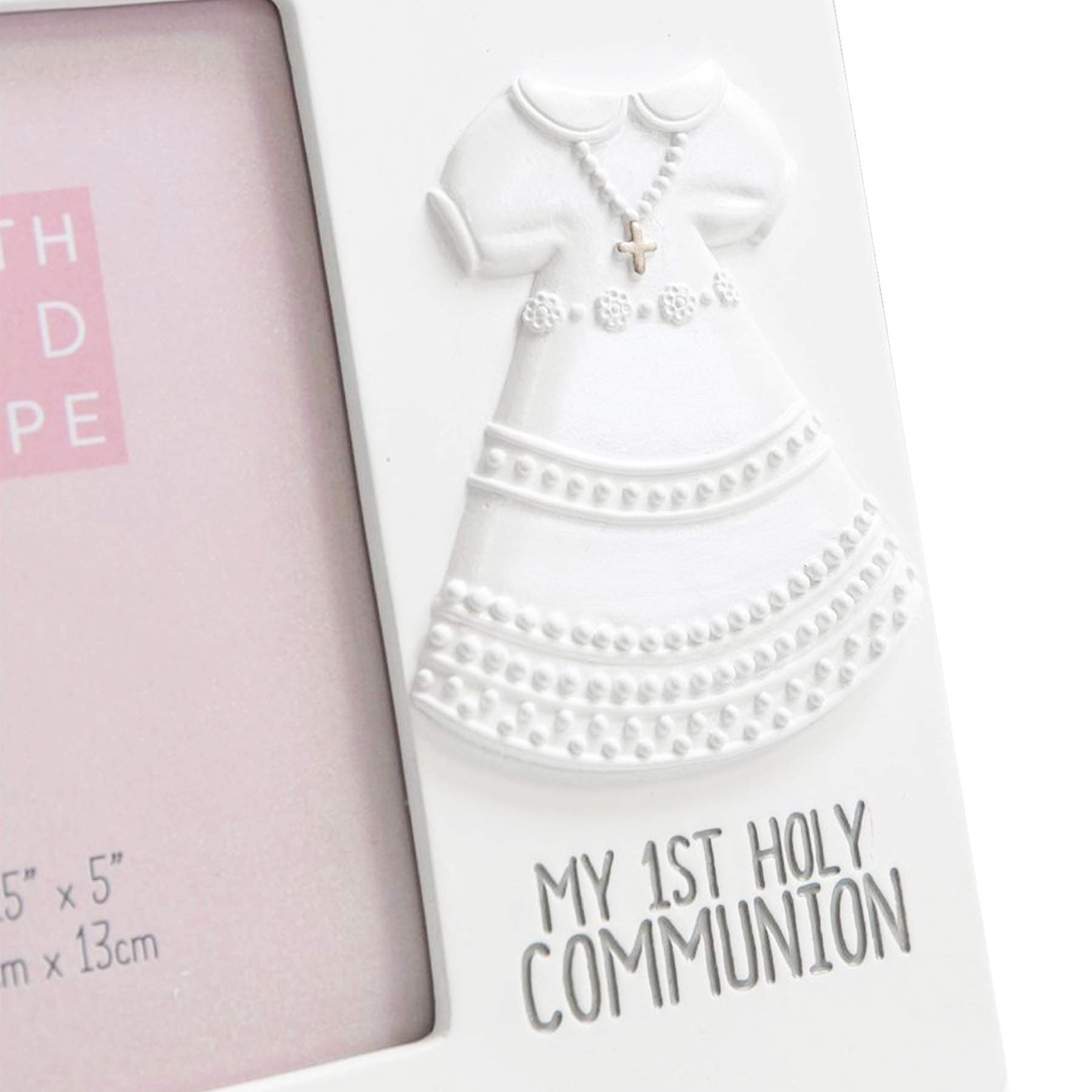White Resin 3.5'x 4' Photo Frame with Dress Icon First Holy Communion - Image 2