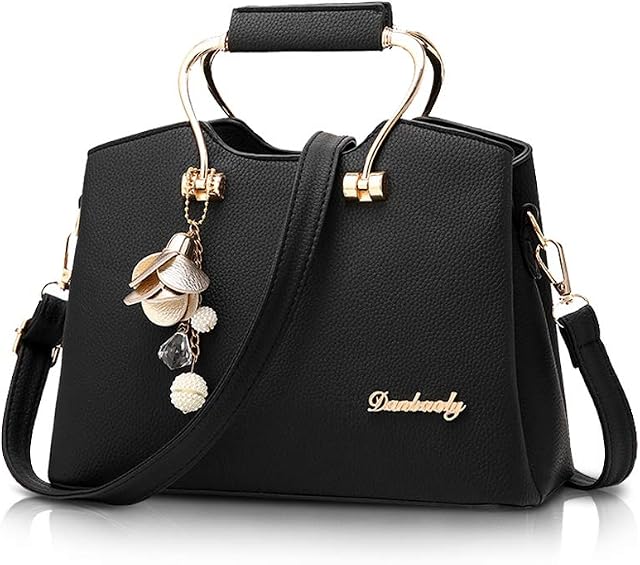 NICOLE&DORIS Women Handbags Tote Top Handle Shoulder Bags Crossbody Bag for Ladies Leather Bag with Long Strap Black