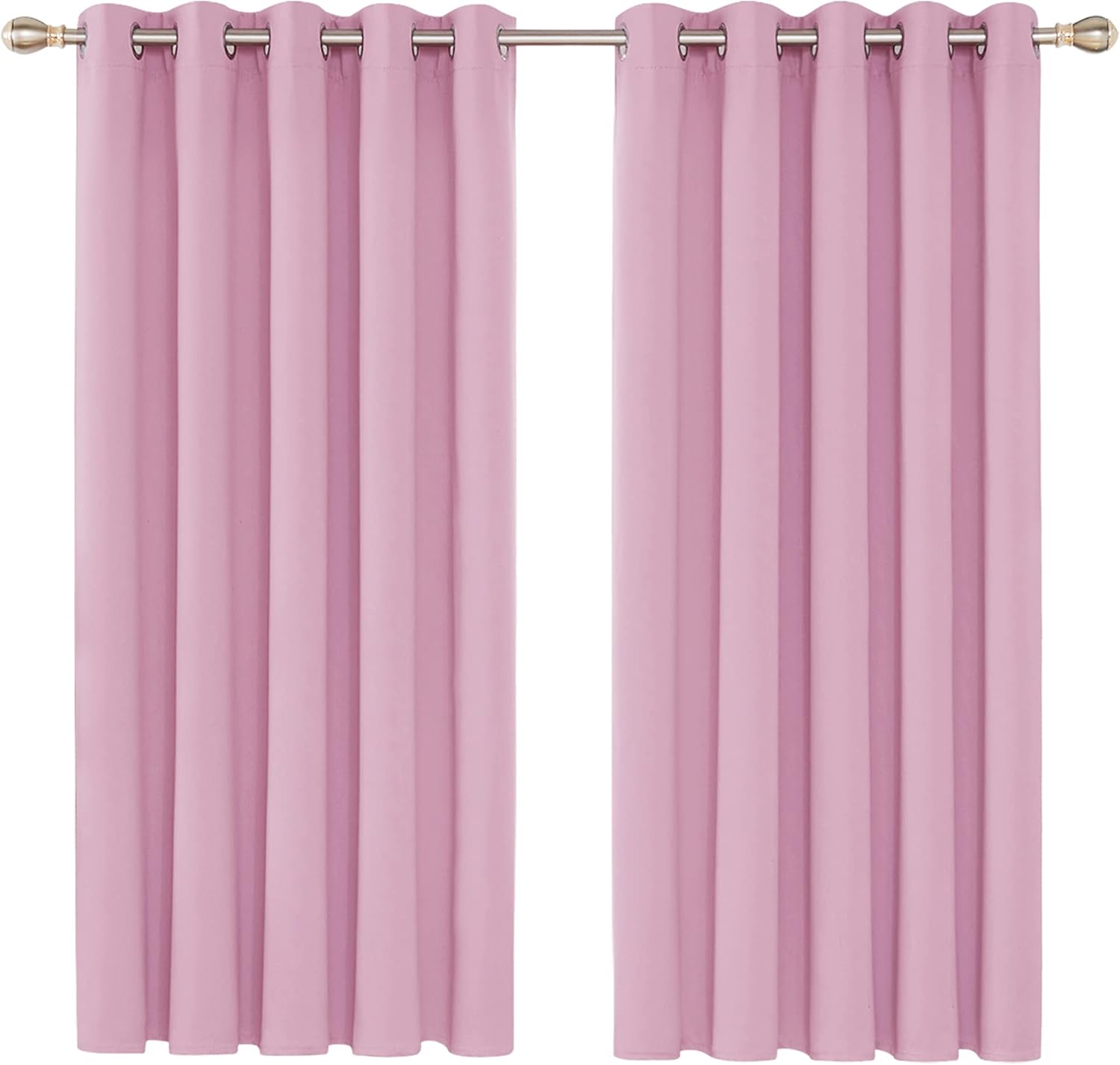 Deconovo Super Soft Window Treatment Thermal Insulated Blackout Curtains for Bedroom 66 x 54 Inch Pink 2 Panels