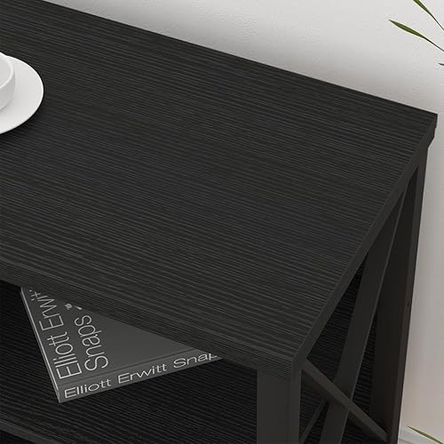 Miniatura 6 de LVB Centro de entretenimiento negro, soporte de TV moderno de madera y metal para TV de 65 pulgadas, soportes de televisión industriales con Roble