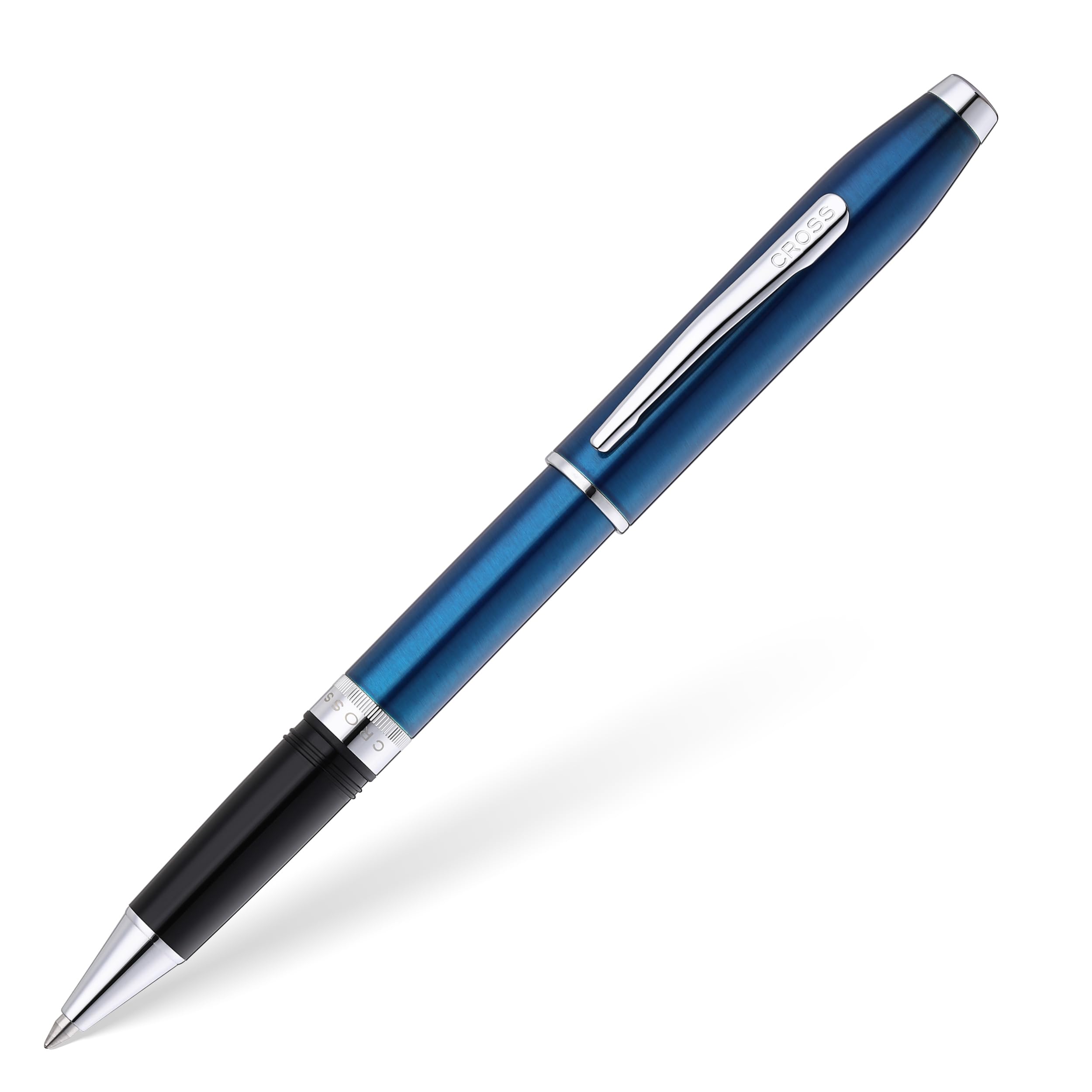 Cross Foundry Glossy Translucent Blue Lacquer with Polished Chrome Appointments Rollerball Pen