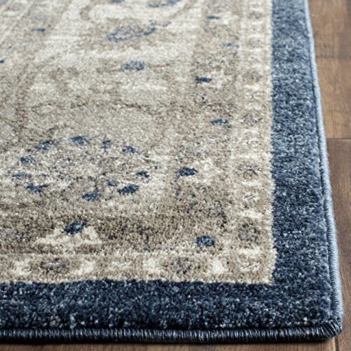 Tapete oriental vintage azul y beige 91x61 cm miniatura 4