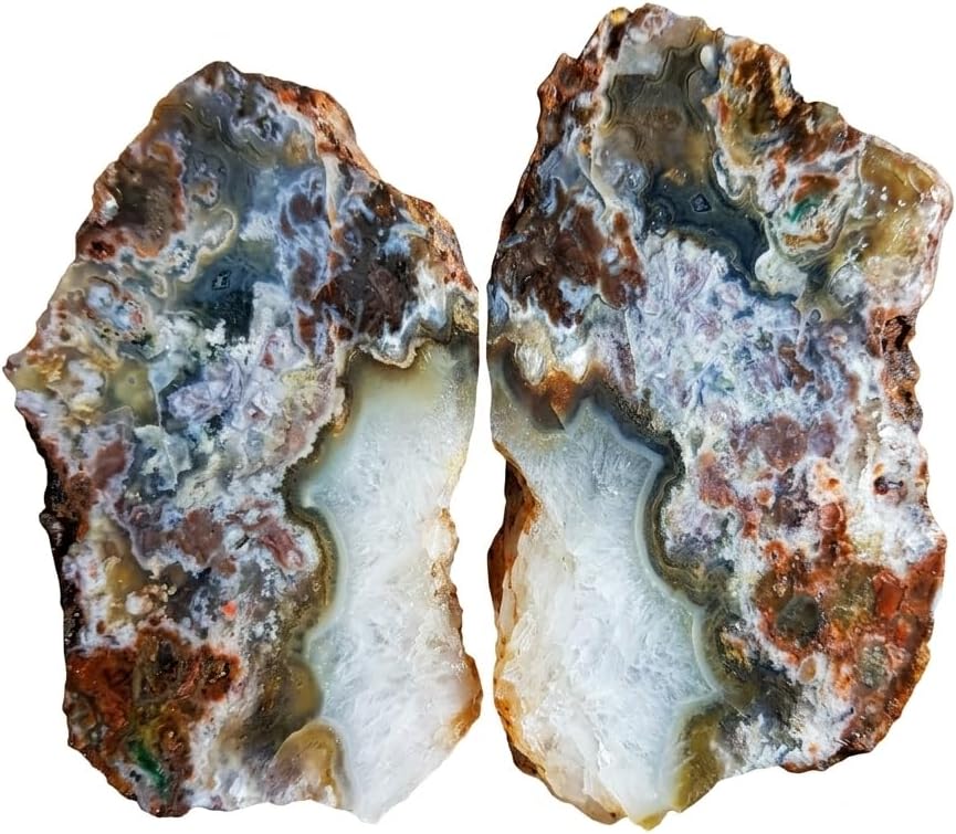 Laguna Agate Polished Slice: Green, Red, White Quartz Vein, Metaphysical Stone