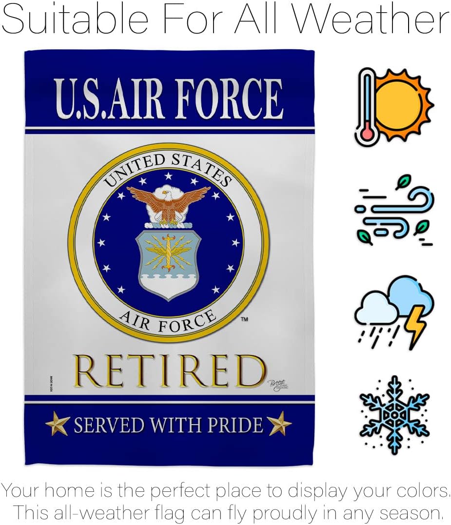US Air Force Retired Garden Flag - Armed Forces USAF United State American Military Veteran Retire Official - House Decoration Banner Small Yard Gift Double-Sided Made in USA 13 X 18.5 - Image 6