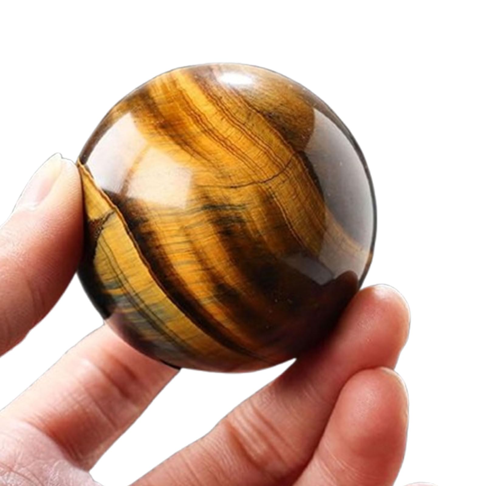 DQFOCPHHAA Tiger Eye Stone Crystal Ball Polished Crystal Gemstone Ball Collcetible Ball Sculpture Figurine for Divination Yoga FengShui Decoration,50mm