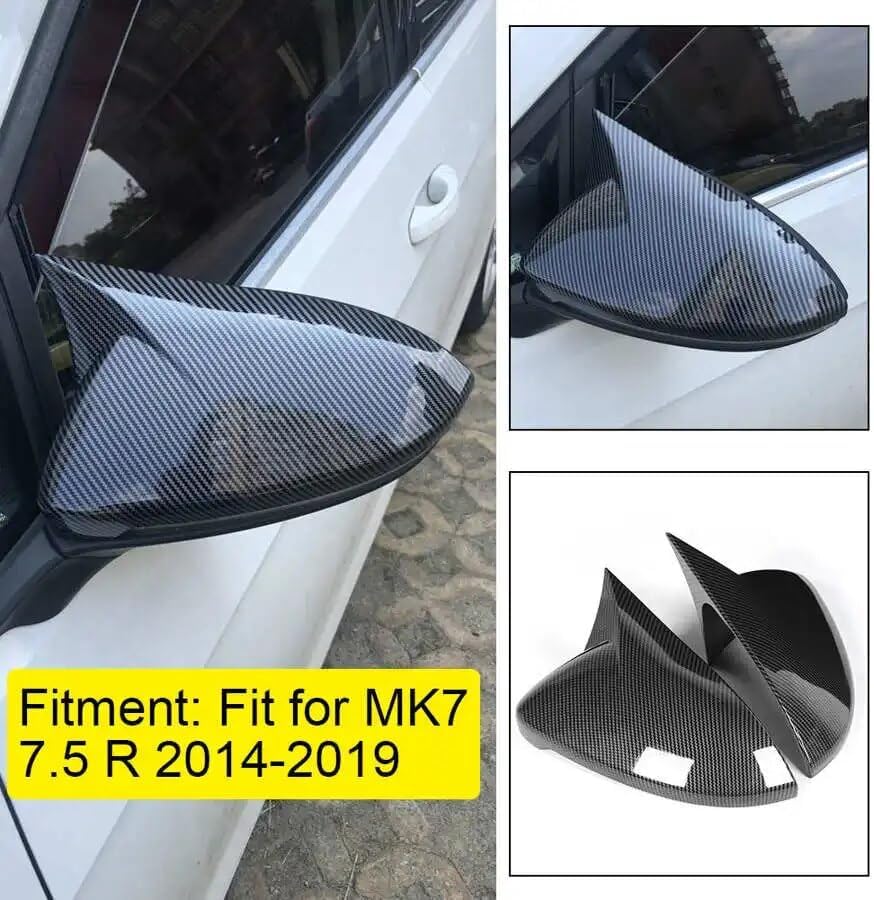 サイドバックミラーカバー、VW 用、ゴルフ用、MK7 7.5 2014-2019 カーボンファイバースタイルハ 【カーボンファイバースタイルカーアクセサリーウイングサイドバックミラーカバートリムキャップ】