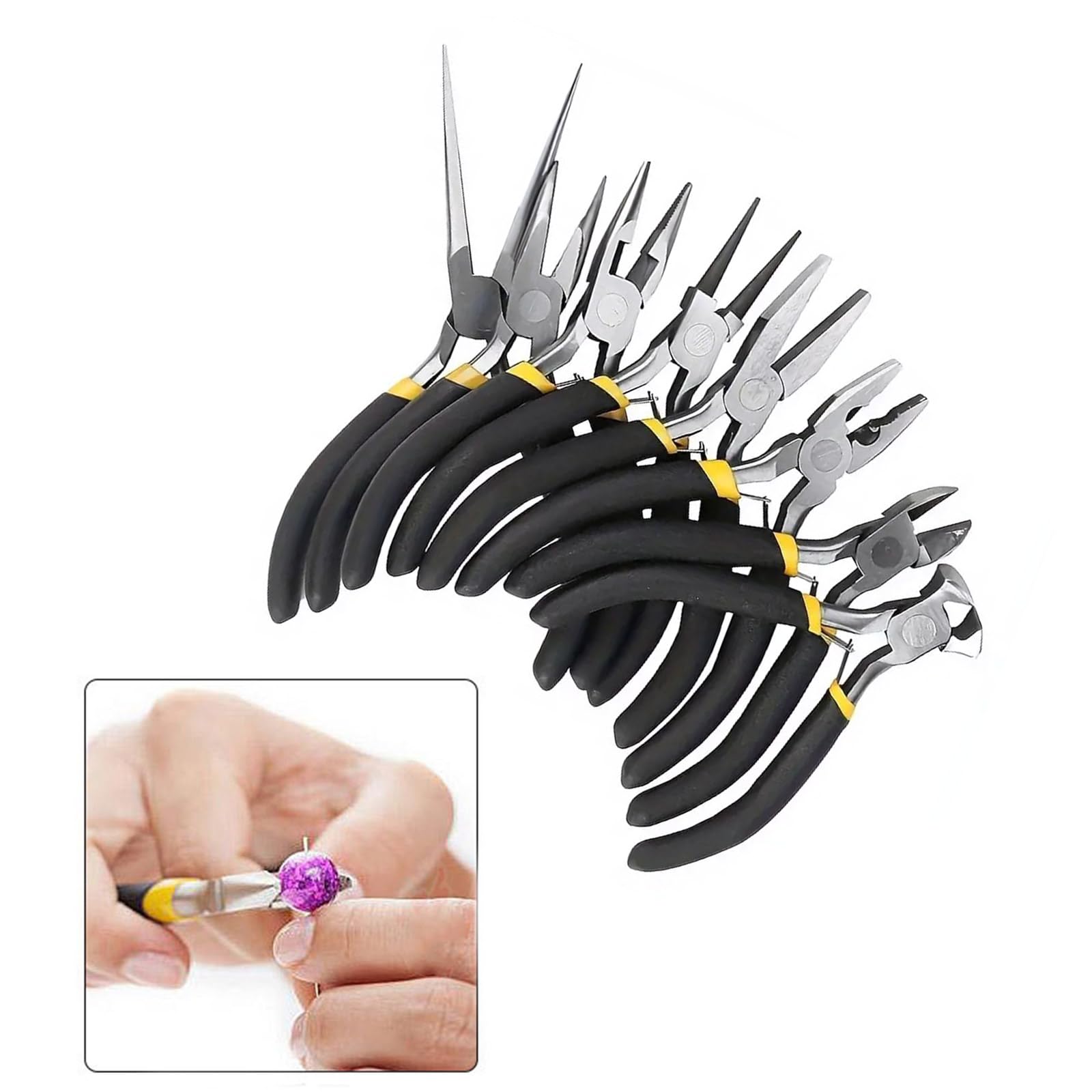 Set di pinze per gioielli portatili, multiuso, accessori alla moda, per artisti e amanti dei gioielli, uso quotidiano, collezione di pinze per perline