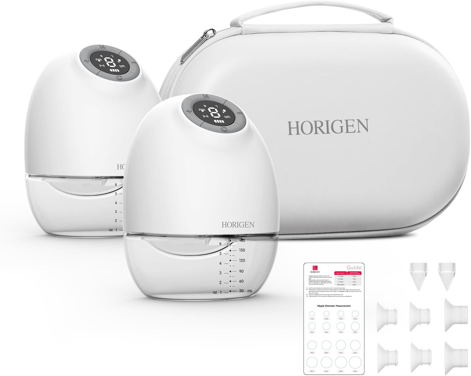 HORIGENHands Free Breast Pump E4, Wearable Breastfeeding Pump App Compatible, Double-Sealed Flange Electric Portable Breast Pump, 3 Modes & 9 Levels, 25mm 2 Pack White…