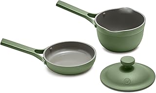 Our Place Tiny Cookware Duo | Tiny Always Pan (5.5") & Tiny Perfect Pot (1 Quart) with Shared Lid | Non-Toxic Ceramic Nonstick Cooking Set | Compact, Stackable & Space-Saving | Sage