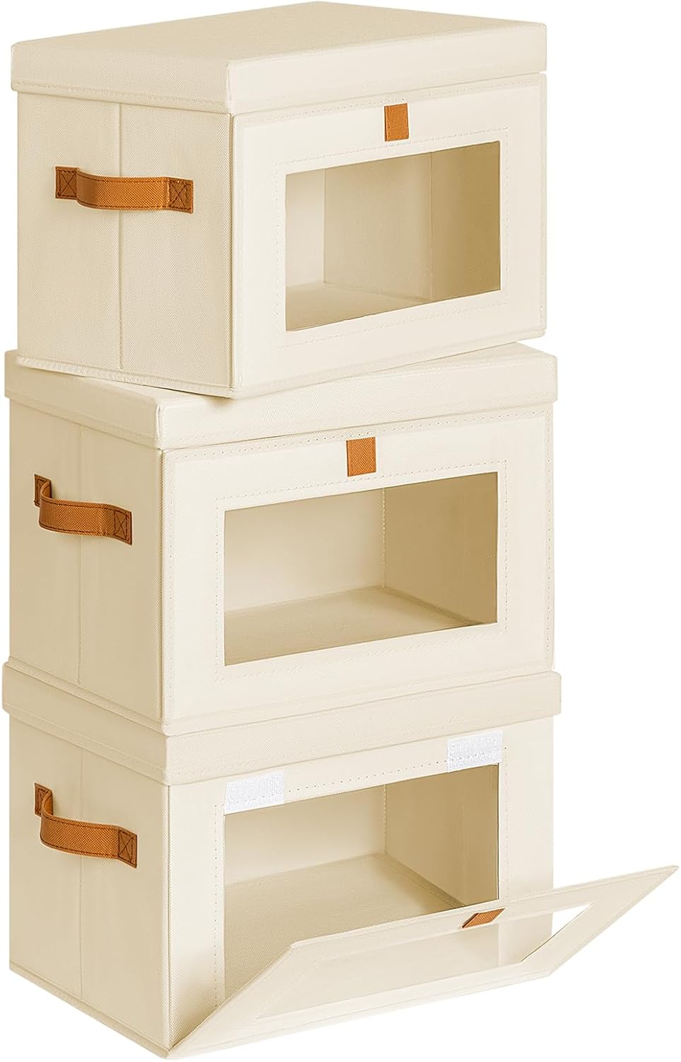 Homsorout Wardrobe Storage Boxes with Lids - 3 Pack Foldable Organiser ...