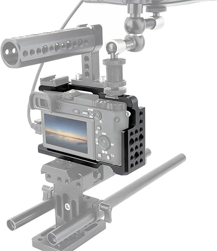 Miniatura 7 de NICEYRIG Jaula para cámara Sony A6300 A6400 A6100 A6000 con rosca 14 y zapata fría - 083