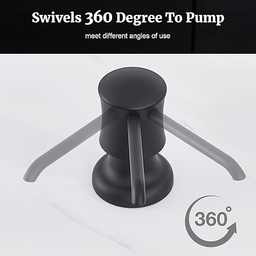 Miniatura 7 de Ultimate Unicorn Dispensador de jabón (negro mate) para fregadero de cocina, con botella líquida para manos y platos.