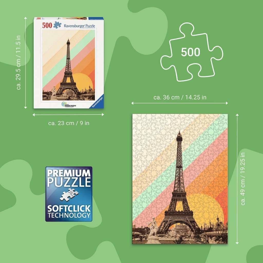 Ravensburger Paris Rainbow 500 Piece Jigsaw Puzzle – Bright City of Lights Skyline, Relaxing Escape for Adults & Families
