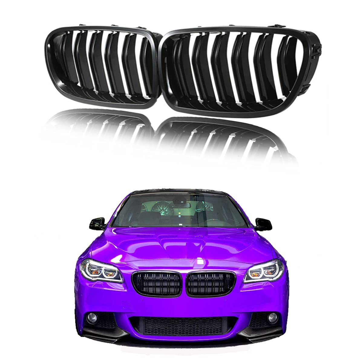 Avsty Tonee Front Kidney Grille Grill for 5 Series M5 F10 F11 F18 528i 528iX 535i 535iX 535d 535dX 550i 550iX 2010-2016 2Pcs (Gloss Black)