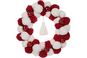 Spruce Up Your Doorstep with Christmas Cheer: Red and White Pom Pom Wreath