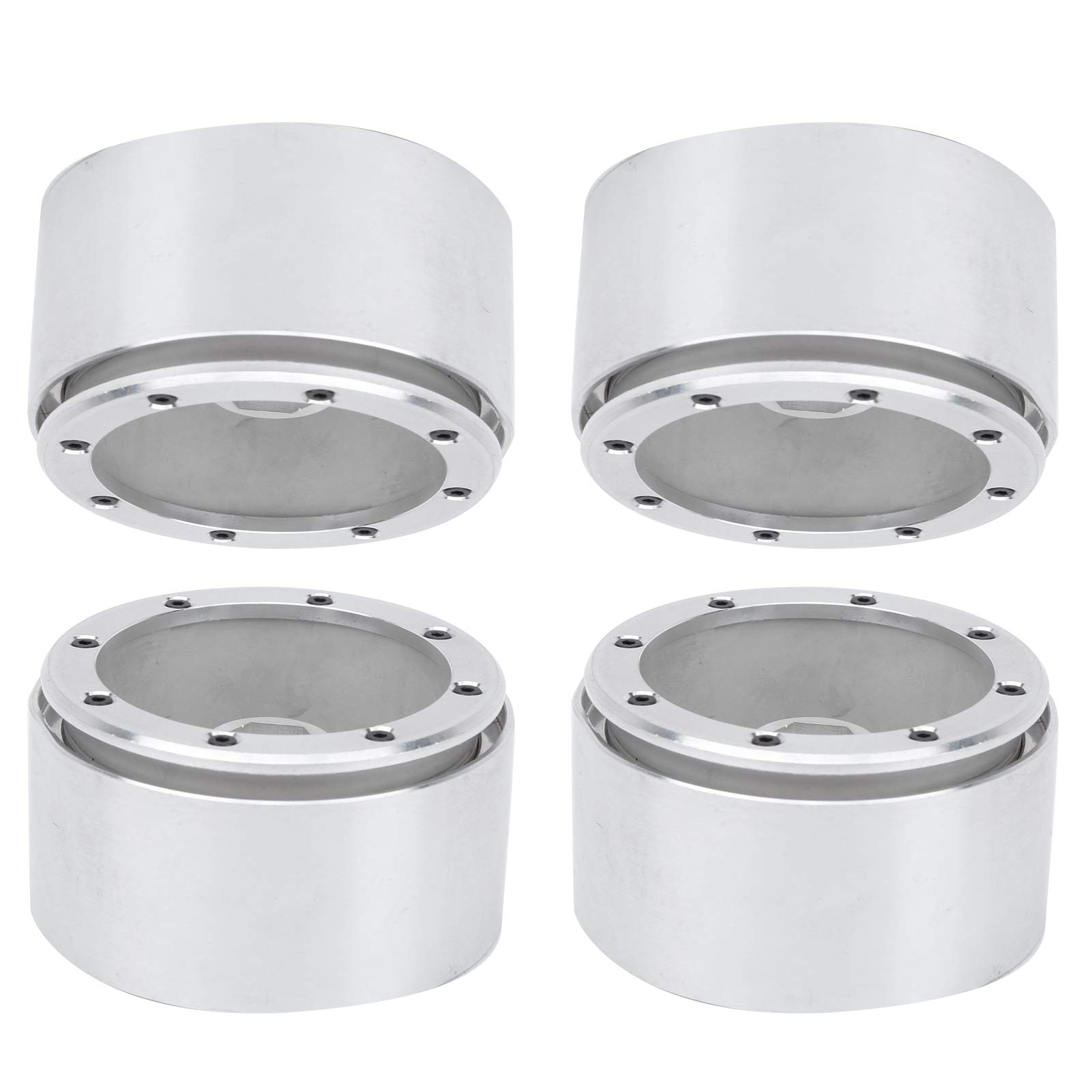 Cubo de rueda de Metal de 2,2 pulgadas, cubo de rueda sobre orugas CNC para coche de escalada, accesorio para coche RC 1/8 1/10 (Plata)