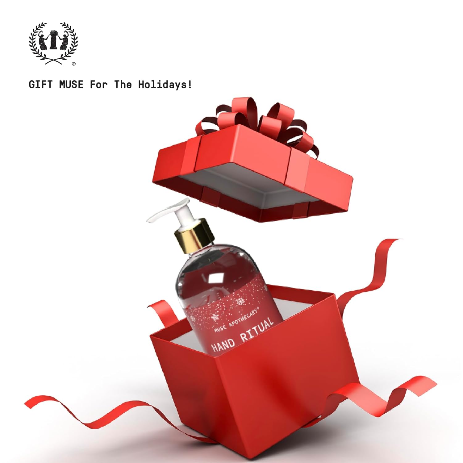 Muse Apothecary Hand Ritual - Aromatic and Nourishing Hand Soap, Infused with Natural Aromatherapy Essential Oils - 16 oz, Fresh Snow, 3 Pack