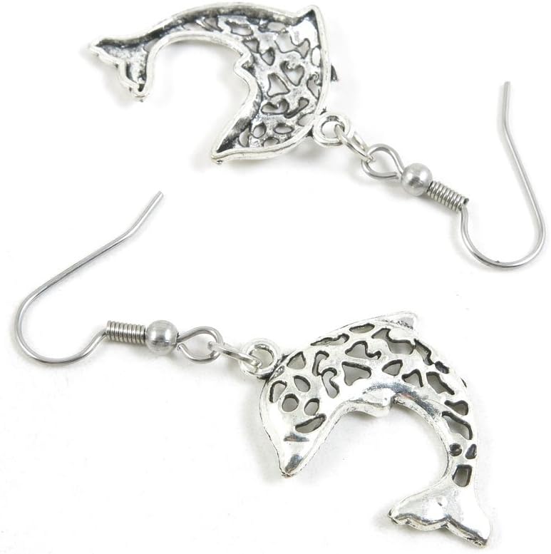50 Pairs Hollow Dolphin Ear Hooks Earring Supply Jewelry Making Charms Q2CA5