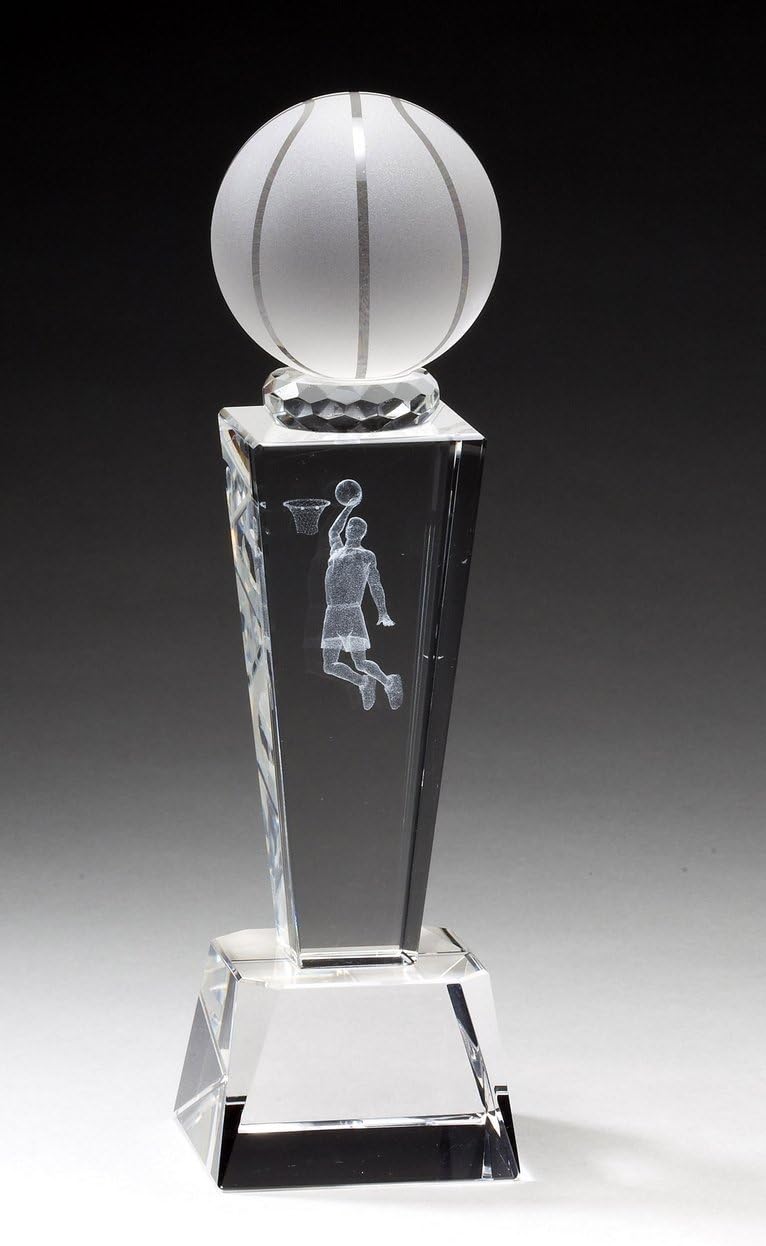 SHOP AWARDS AND GIFTS Crystal Male Basketball Player Figure Trophy Award, Sports Tournament Winner Prizes, Engravable Customizable Personalized, 8 3/4 Inch