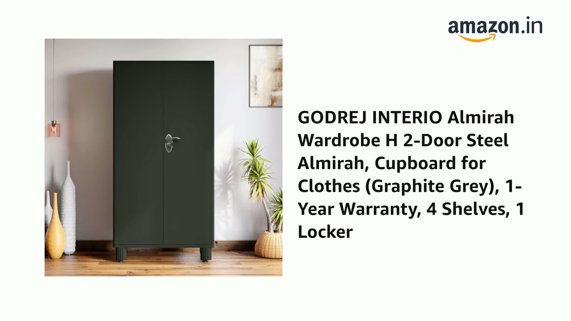 GODREJ INTERIO Almirah Wardrobe H 2-Door Steel Almirah, Cupboard