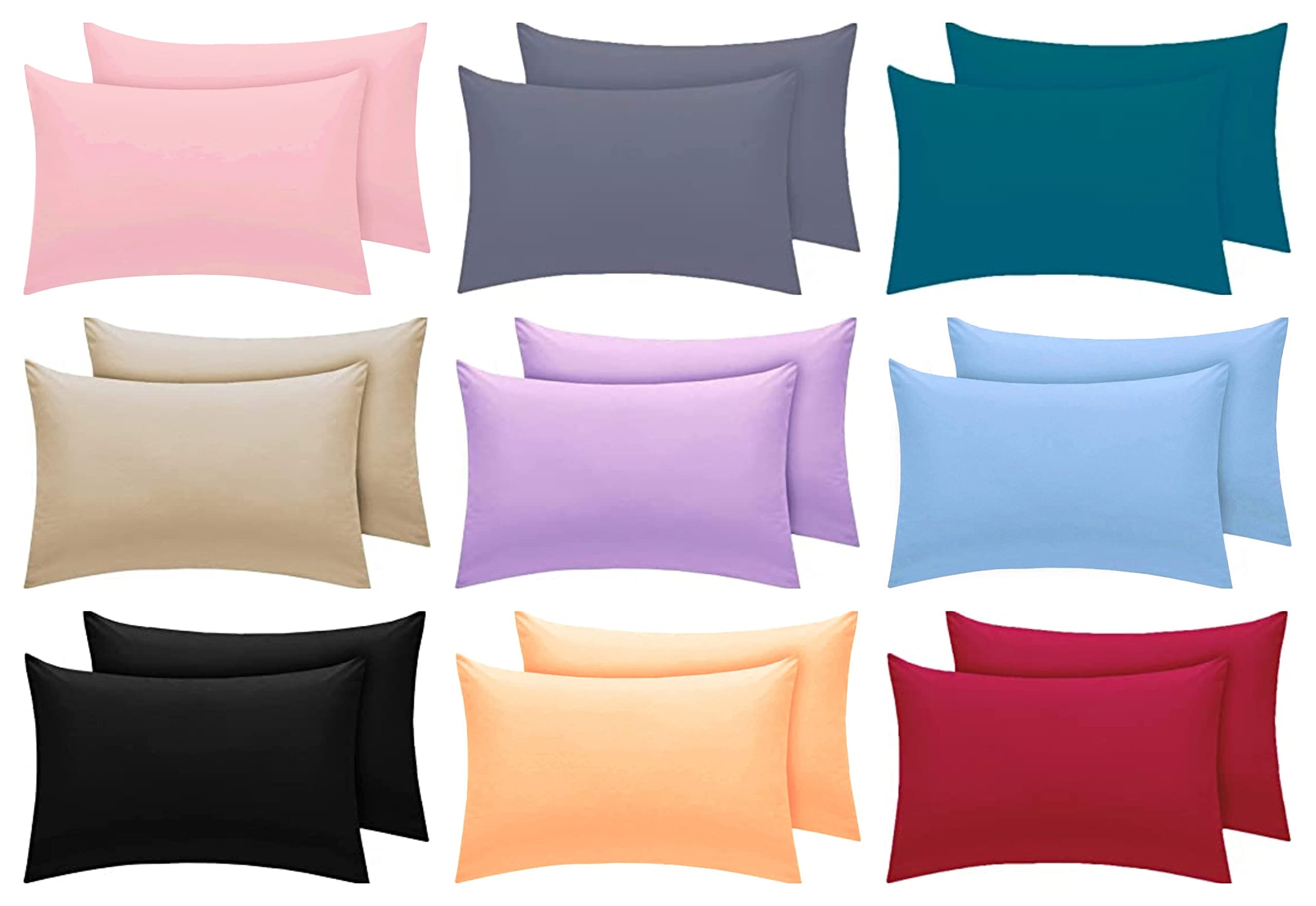 Flannel Pillow Cases 2 Pack - Sky Blue Pillowcases Pair Standard Size (50 x 75cm) Soft Brushed Flannelette Pillow Cover