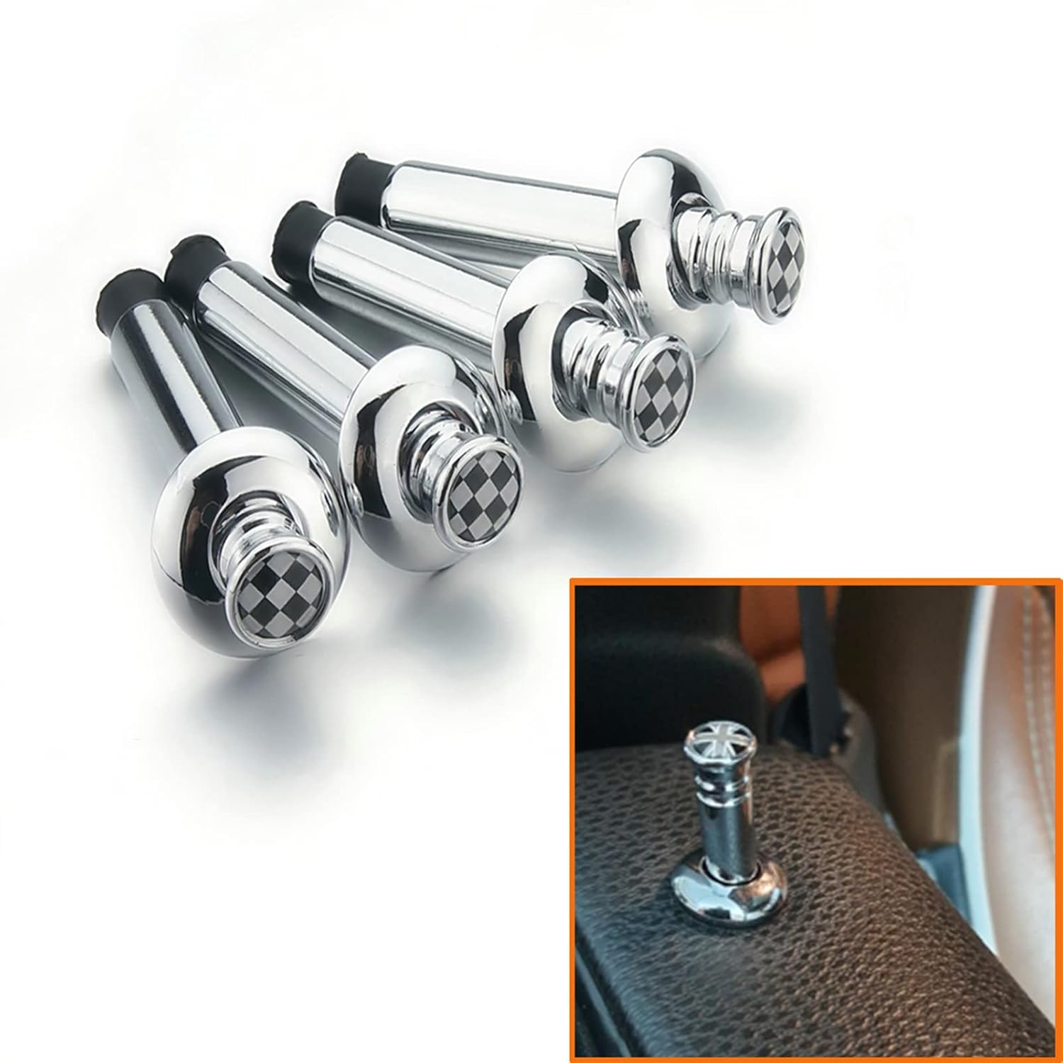 QIDIAN Car Chrome Interior Door Lock Pin Knob for Cooper