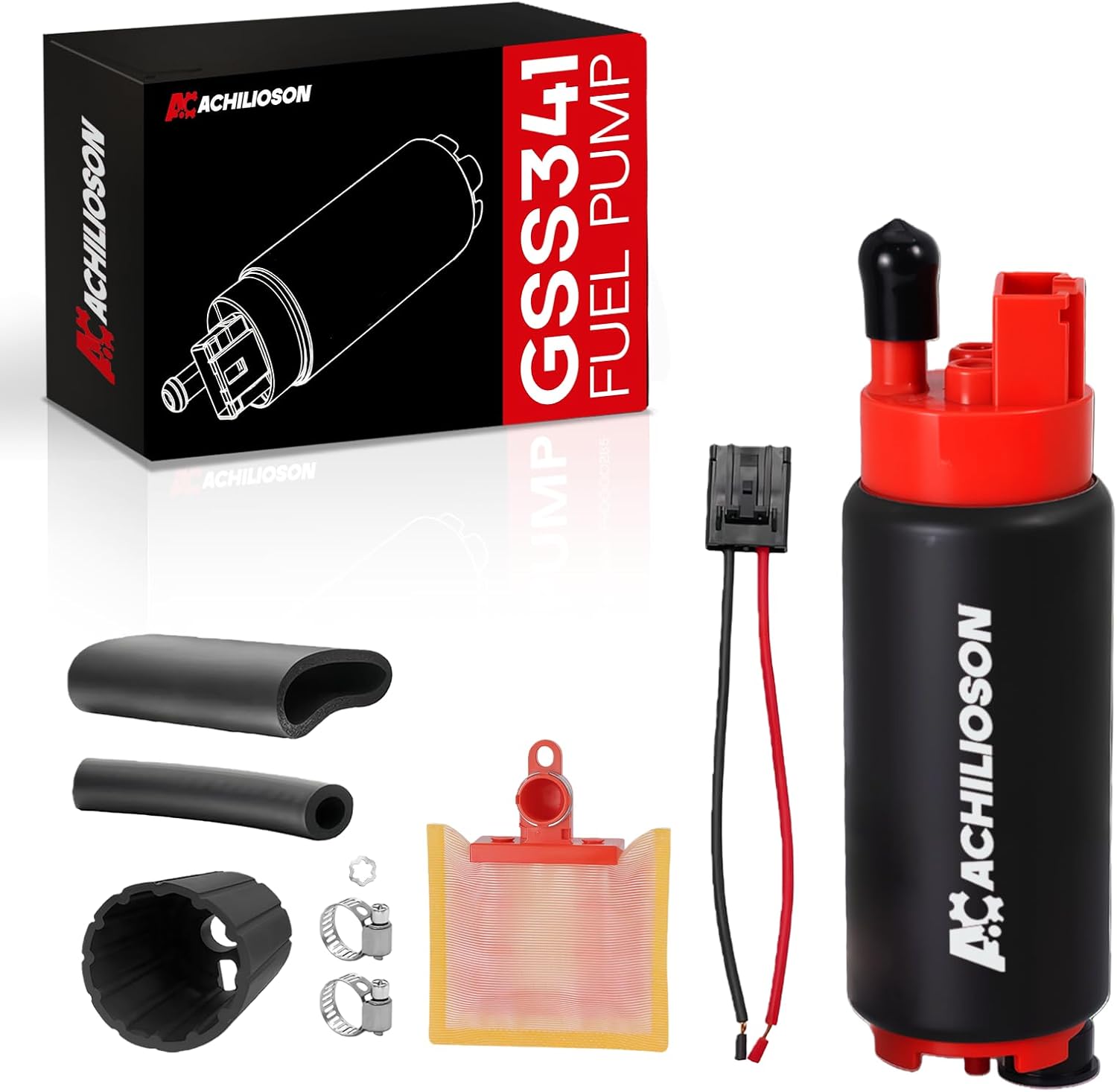 340 LPH High-Flow & High-Pressure Electric Fuel Pump Compatible with GSS341 Models, F90000267, F90000285, Includes Installation Kit