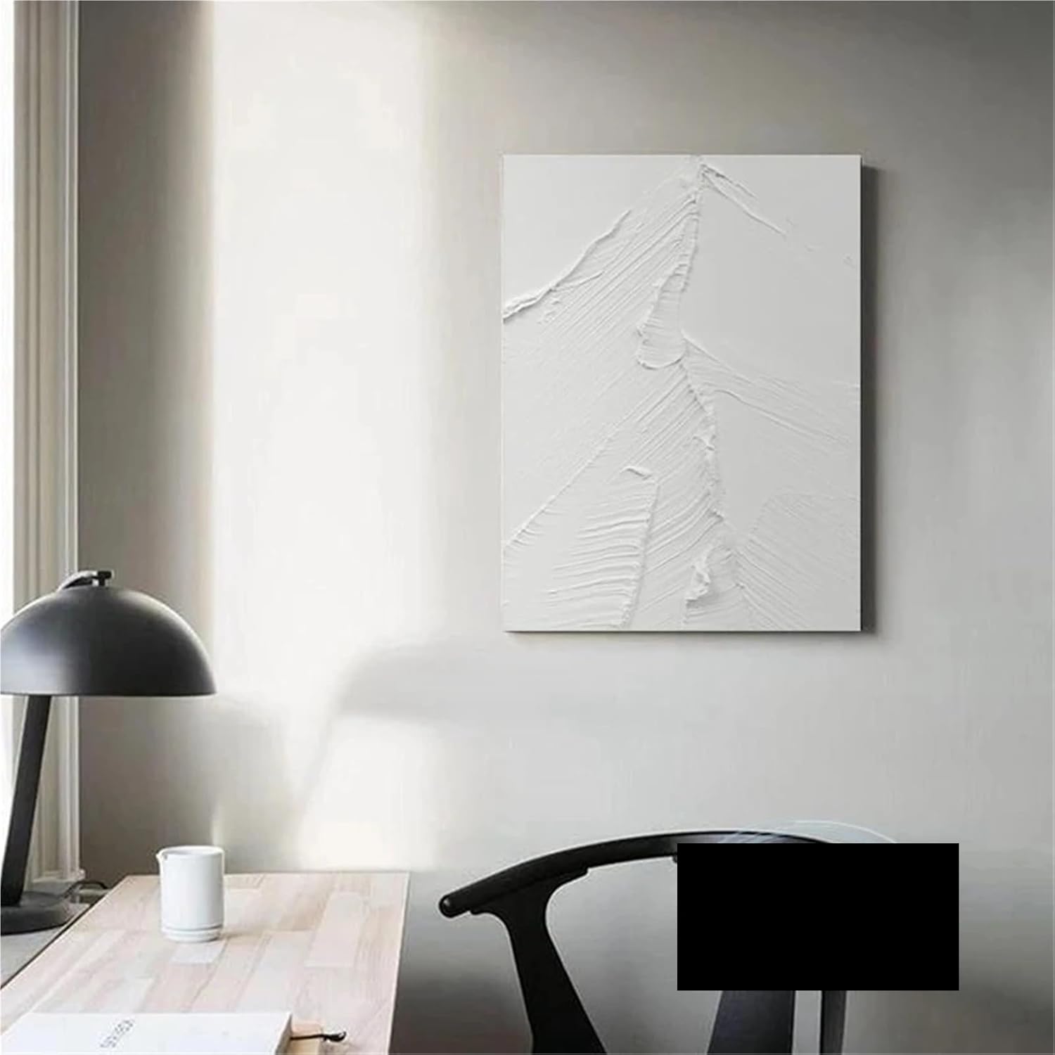 HIKLC BlackWhite TextureArt Mural Wall Decor Poster ModernAbstract Handmade Oil Painting Living Room Bedroom Porch canvas Picture(NavyBlue,60CMX90CM Unframed)