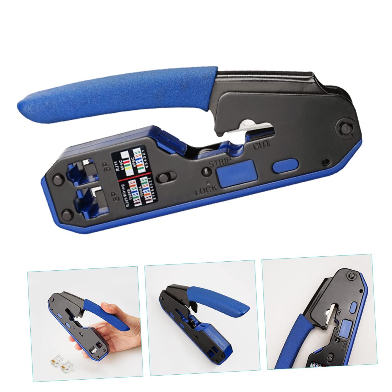 Crimpatrice Rj45 8p/6p per Cat6a Cat6 Cat5e Taglio | Abs e Acciaio, senza Sbavature, Leggera e Facile da Portare, per Connettori 8p8c