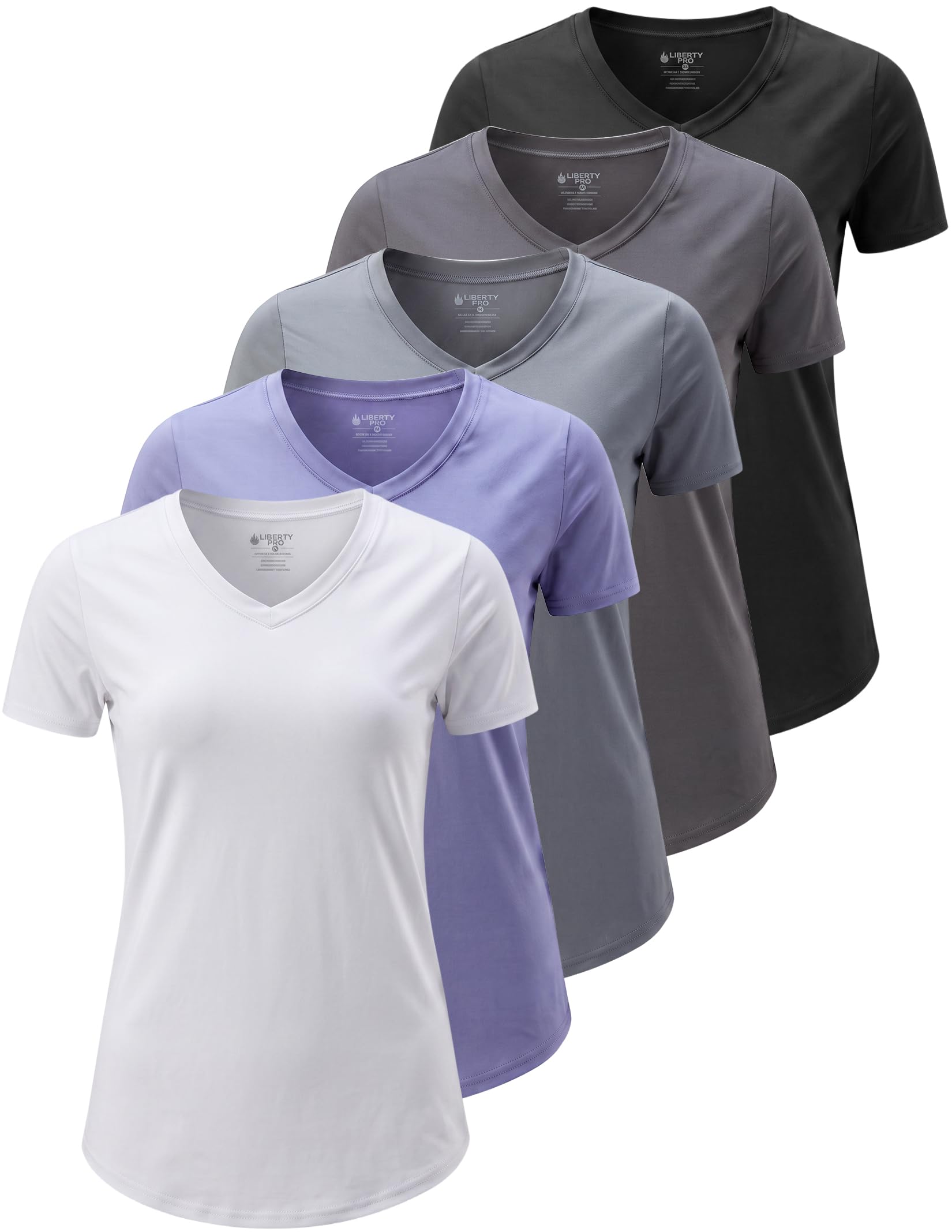 Lot de 5 t-shirts à manches courtes pour femmes, t-shirts d'entraînement athlétiques pour la gym, le yoga, la course à pied
