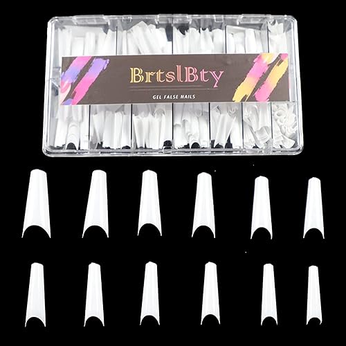 White Acrylic Coffin Nail Tips French Nail Tip 504pcs Ballerina Fake Nails 12 Sizes Half Cover False Nail with Case for Nail Salons and DIY Nail Art (White, BT-P27-W)