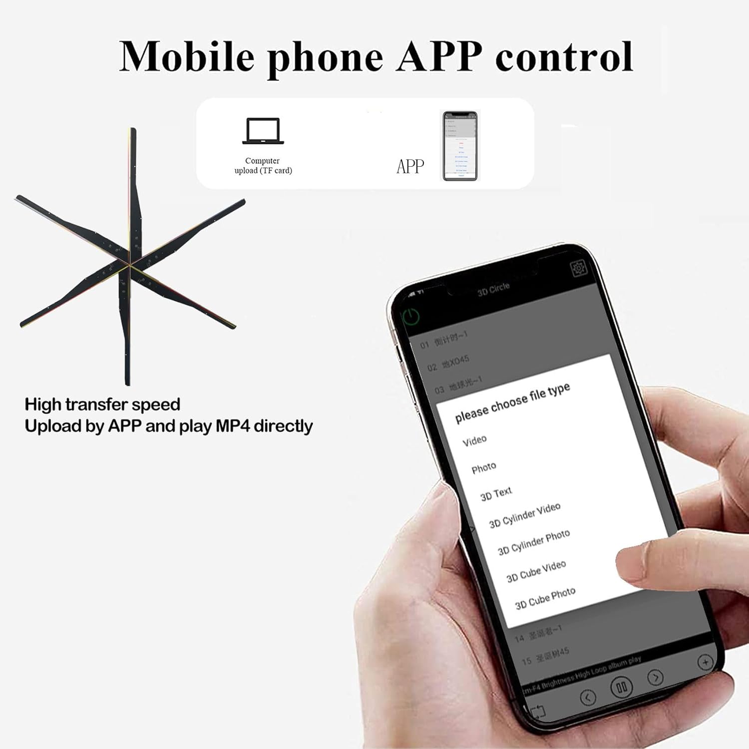 3D Hologram Fan 70CM Projector with WiFi and App Control, Custom Video Library,Portable Design for Trade Shows, Parties, and Events